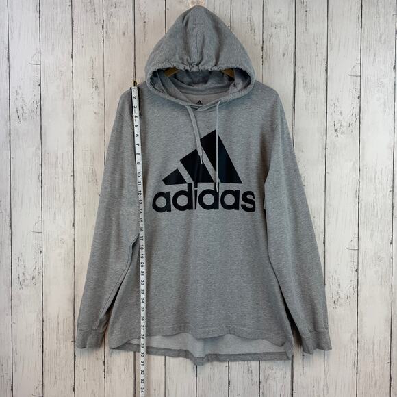 Adidas Grey Essentials Aeroready Graphic Logo Performance Hoodie Size XL - Picture 12 of 13